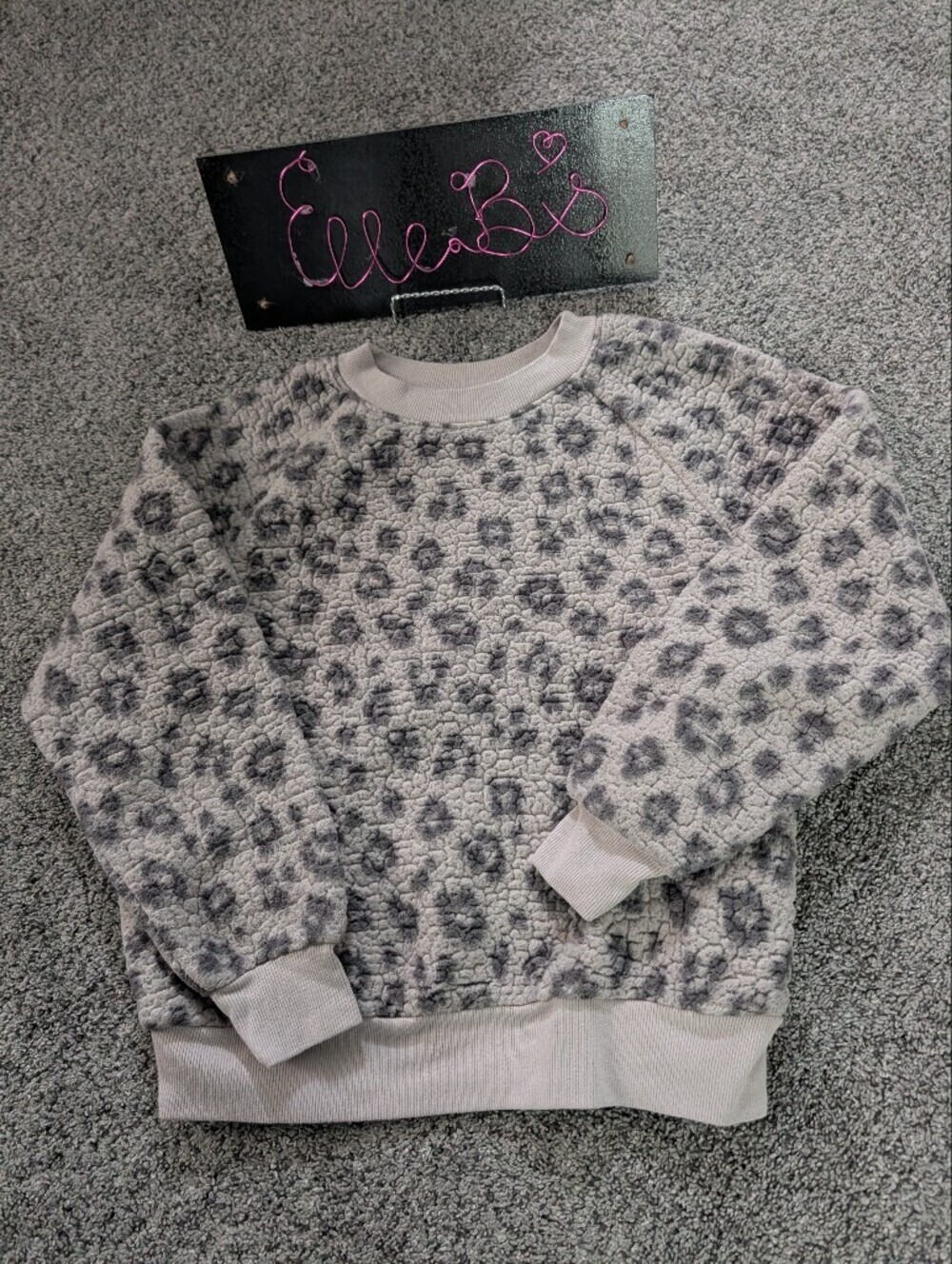 Used Condition Old Navy Gray Leopard-Print Crewneck Sweater Xs